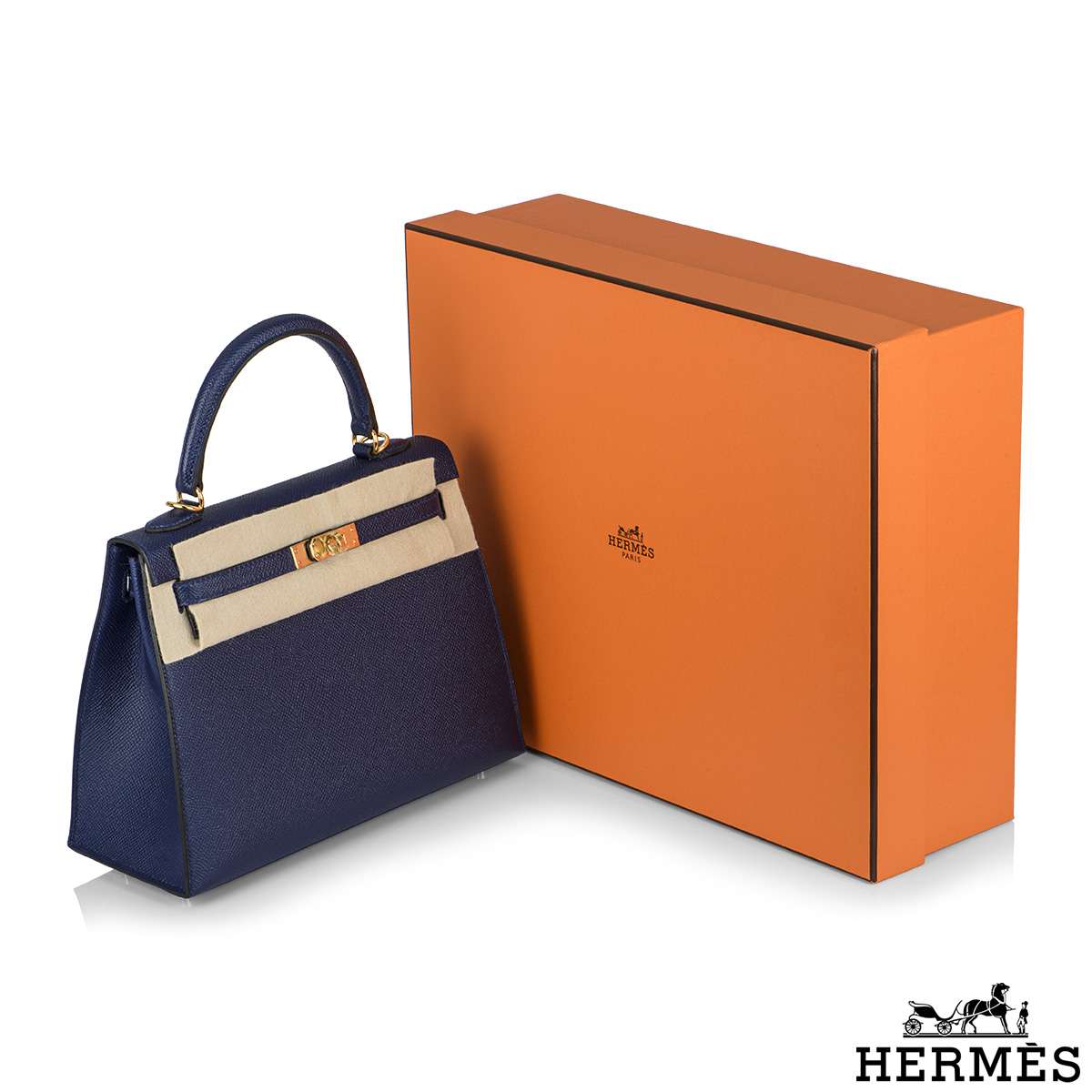 Hermès Blue Izmir Epsom Kelly Sellier 25 QGBAEA12BB002